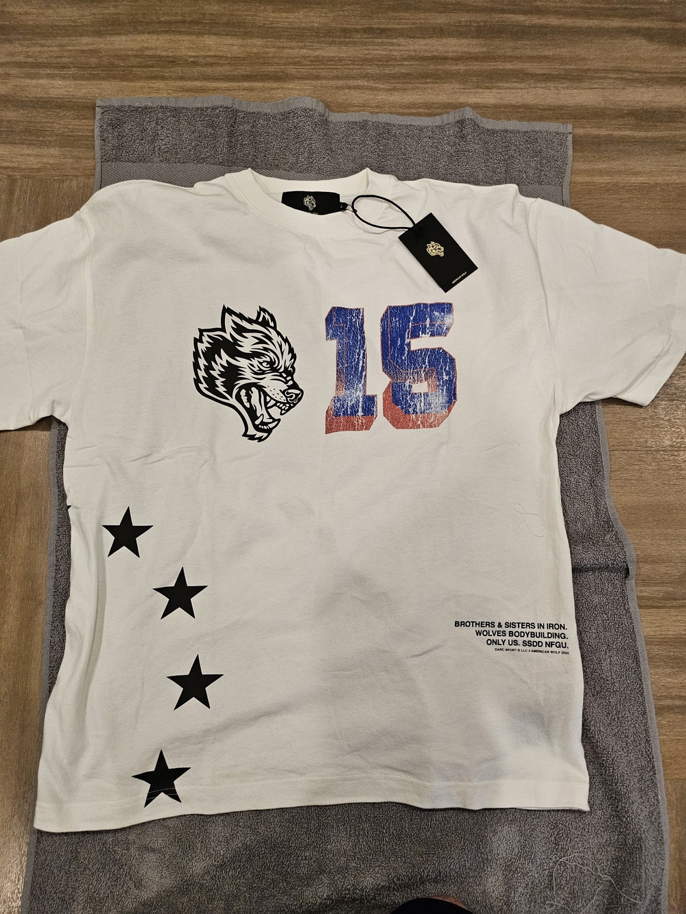 Darc Sport New York White Short Sleeve Tee with Blue/Red '15' & Black Graphics